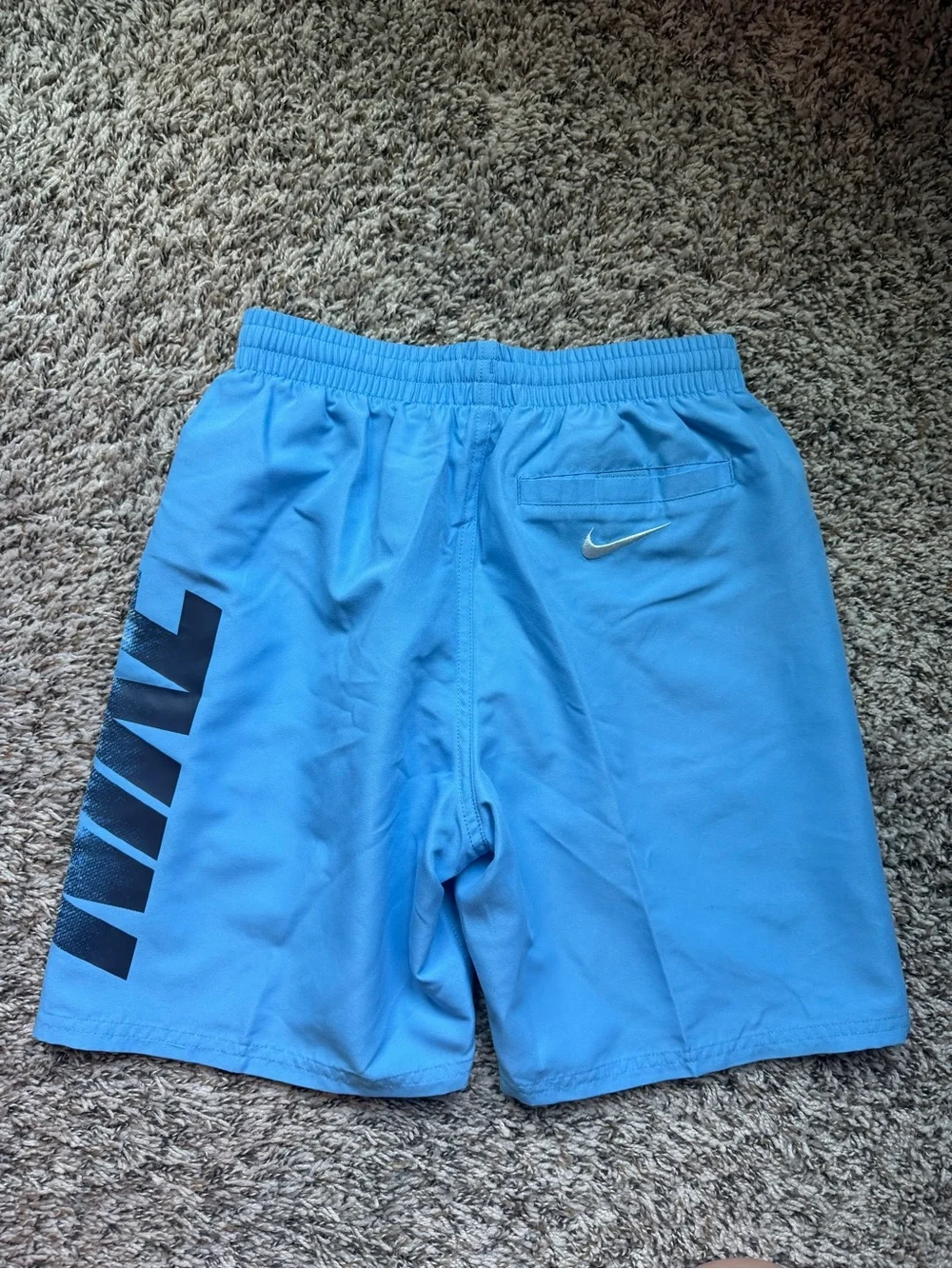 Nike Boys Light Blue Swim Trunks with Side Logo